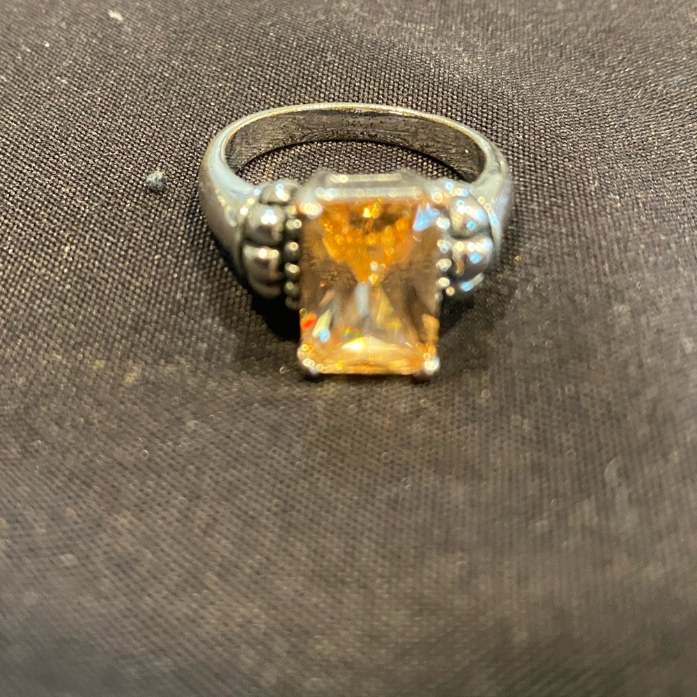 COPY - Emerald cut Citrine SS ring